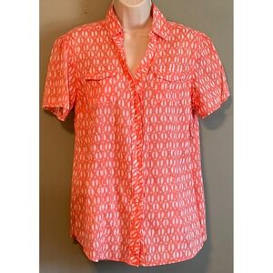 WESTERN STYLE BIT &BRINDLE 100%COTTON BUTTON BLOUSE/TOP M MEDIUM CORAL DARTS!